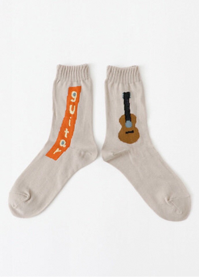 吉他吟唱中筒織紋襪